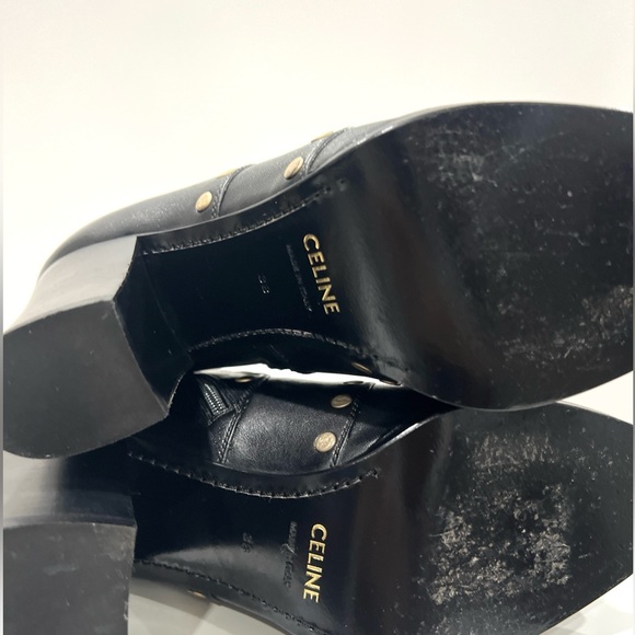 CELINE Calf Leather Studded Accents Boots - Picture 6 of 10